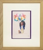 Cleared print on paper: Girl with balloons and dog