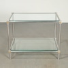 Maison Jansen Style Brass Mounted Brushed Steel End Table