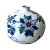 PROPDEC-Small Round Ceramic Chinese Bud Vase with Flowers