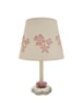 Lampshade; paper white with pink cut out flowers, tapered drum