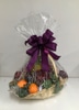 SILK Large Artificial Fruit Basket with Purple Bow