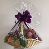 SILK Large Artificial Fruit Basket with Purple Bow