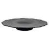 Black Glass Footed Cake Stand with Scalloped Edge