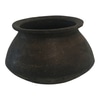 Small Metal/Black Bulbous Ceramic Pot w/ Thin Rim
