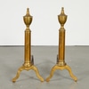 Pair of Simple Brass Urn Andirons