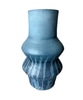PROPDEC-Large Handmade Geometric Blue Vase with Stripes