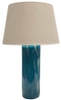 Table Lamp Base; ceramic blue marbled glaze, cylindrical