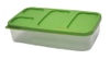 Storage Container; plastic, clear with green lid