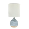 Table Lamp Base; Ceramic, blue glaze with natural bottom,
