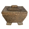 Box; Wicker, two tone brown, with finial lid,