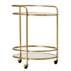 Bar Cart; Steel tube frame, Antique brass finish,