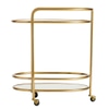 Bar Cart; Steel tube frame, Antique brass finish,
