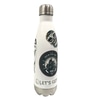 Water Bottle; White covered in 9 cleared stickers,