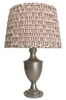 Lamp Shade; Cotton, Beige, red & black floral stamp pattern,,