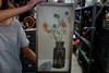 Thistle & Orange Flowers In Vase. Gold Wood Frame
