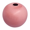 spherical round vase with small foot. white bottom, pink top