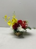 SILK Red roses and yellow oncidiums