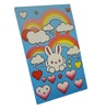 Cleared Postcard; (PURCHASE) Bunny retro rainbows, rain clouds,