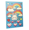 Cleared Postcard; (PURCHASE) Bunny retro rainbows, rain clouds,