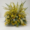 SILK Large Yellow Cymbidium Orchid and Forsythia Arrangement