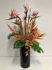 Tall tropical Arrangements in Black Embossed Glass Vase