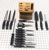 18 - Piece Black Handle Knives - Block Set
