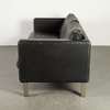 Danish Black Leather Modern Sofa with Chrome Legs