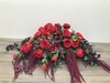 SILK Large Red and Burgundy Casket Spray
