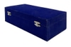 Jewelry box:  Blue velvet exterior, dark blue velvet interior