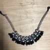 Black Marble Chain Necklace with Velcro Clasp