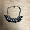 Black Marble Chain Necklace with Velcro Clasp