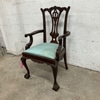 Vintage Wooden Armchair with Green Cushion