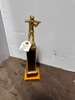 Gold Baseball Player Trophy with Wooden Base