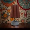 Table Lamp; Vintage modern, ceramic, blue crackle glaze,