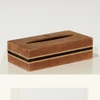 Brown Striped Suede Tissue Box Cover