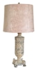 Table Lamp Base; vintage,  rustic pink enamel, floral detail