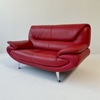 Lipstick Red Leather Loveseat