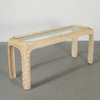 Coastal Bohemian White Rattan Wicker Console Table