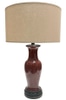 Table Lamp Base, urn burgundy with rounded black, ornate base
