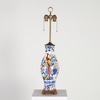 Vintage Floral Bird Porcelain Table Lamp with Wood Base