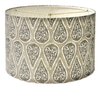 Lamp Shade; Linen, taupe on taupe white outlined paisley