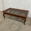 Rectangular Glass-Top Wooden Coffee Table