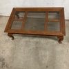 Rectangular Glass-Top Wooden Coffee Table