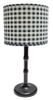 Lamp Shade; gingham white & navy, straight drum