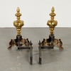 Antique Pair of Brass Andirons