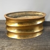 15” Gold Metal Ribbed Oval Vase