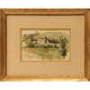 House in the Field Watercolor Landscape