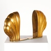 Pair Deco Revival Brass Scallop Shell Bookends