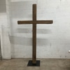 Antique Wooden Cross with Metal Base