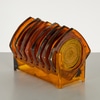 Set of 8 Amber Coasters with Holder